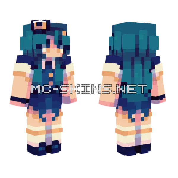 Blue Circus Lady Minecraft skin, front and back