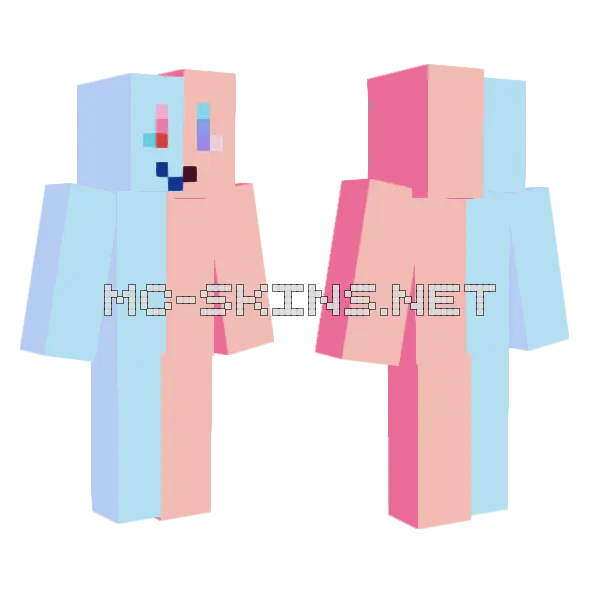 Blue Cloud Bunny Minecraft skin, front and back