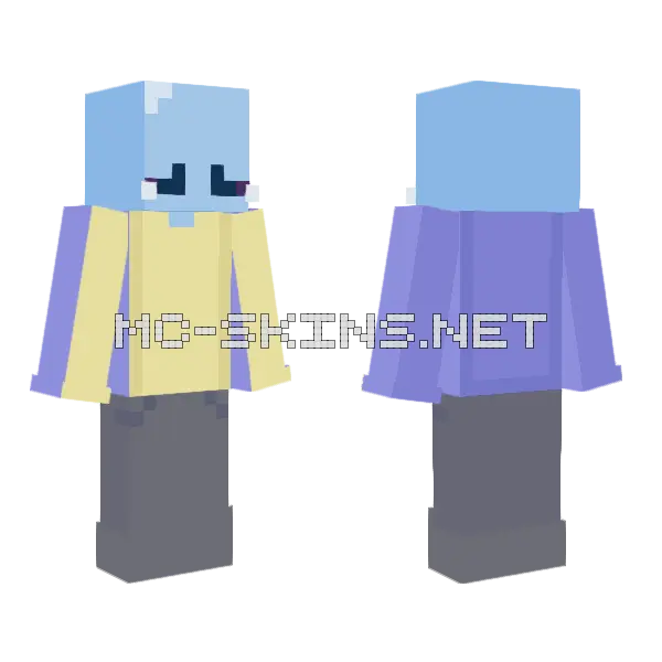 Blue Cloud Guy Minecraft skin, front and back