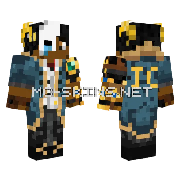Blue Coated Jaheem Minecraft skin, front and back