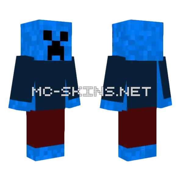 Blue Creeper Minecraft skin, front and back