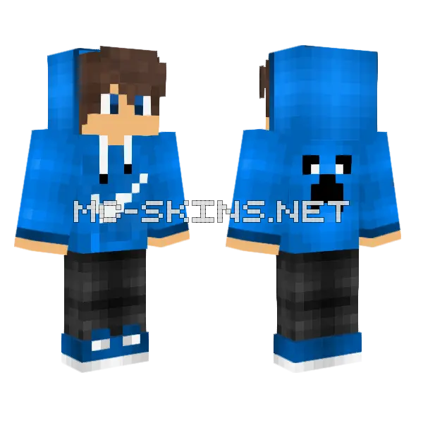 Blue Creeper Hoodie Boy, front and back