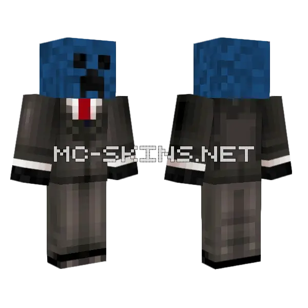 Blue Creeper Suit Guy Minecraft skin, front and back