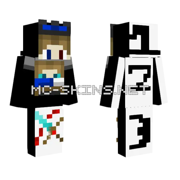 Blue Crown Boy Minecraft skin, front and back
