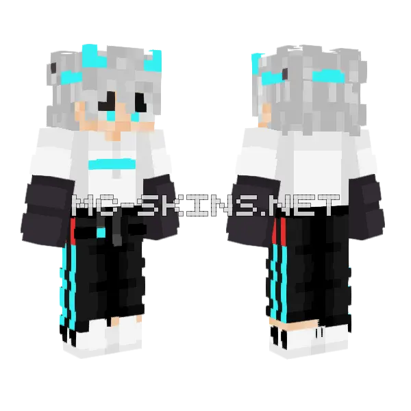 Blue Cute Boy Minecraft skin, front and back