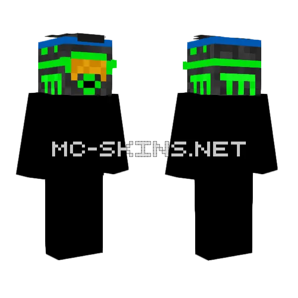 Blue Cyberpunk Outfit Minecraft skin, front and back