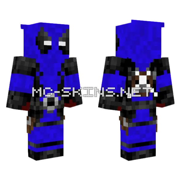 Blue Deadpool Minecraft skin, front and back