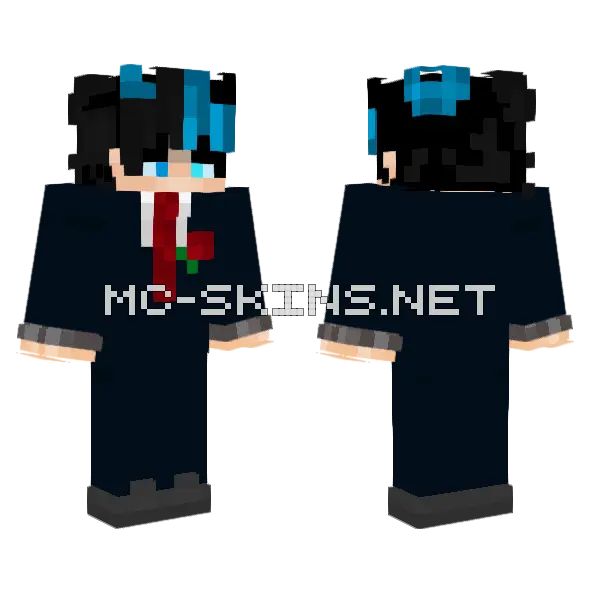 Blue Demon Men Costard Minecraft skin, front and back