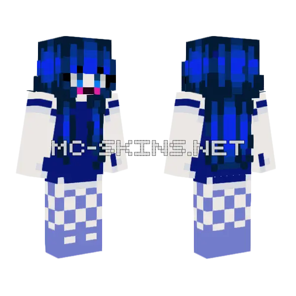 Blue Dollface Minecraft skin, front and back