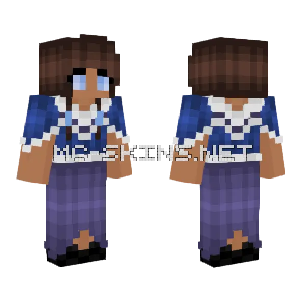 Blue Dress Minecraft skin, front and back