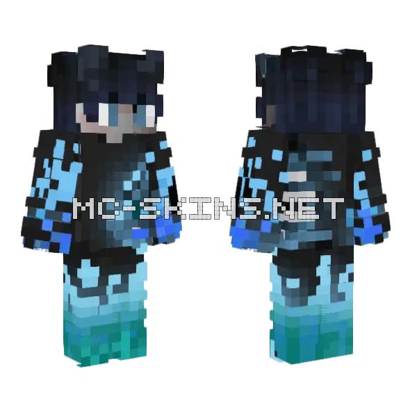 Blue Drip PvP Edit Minecraft skin, front and back