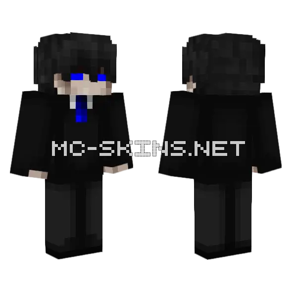 Blue Eyed Black Hoodie Minecraft skin, front and back