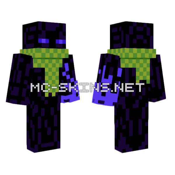 Blue Eyed Enderman Minecraft skin, front and back