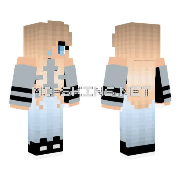Blue Eyed Girl With Jeans Minecraft skin, front and back
