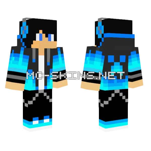 Blue Fire Hoodie Boy, front and back