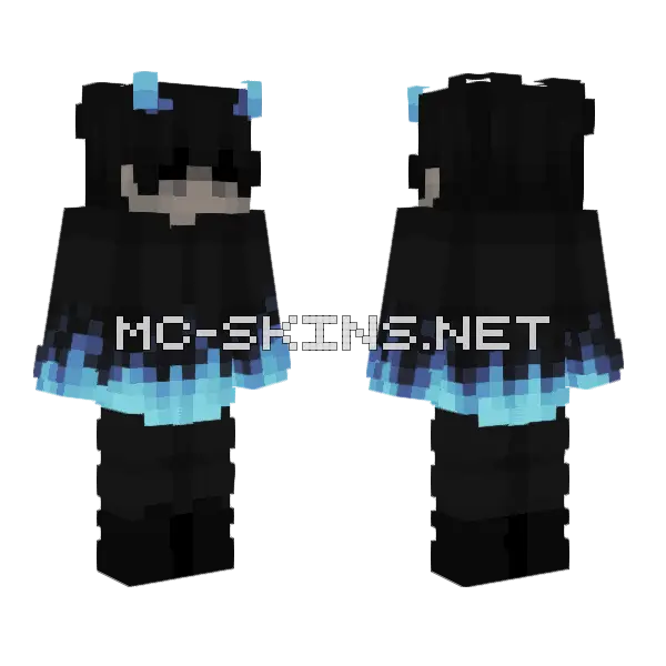 Blue Fire Wolf Minecraft skin, front and back