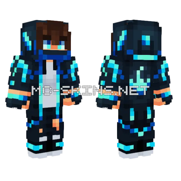 Blue Flame V2 Minecraft skin, front and back