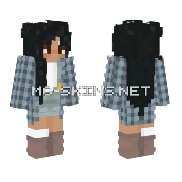 Blue Flannel Shirt Minecraft skin, front and back