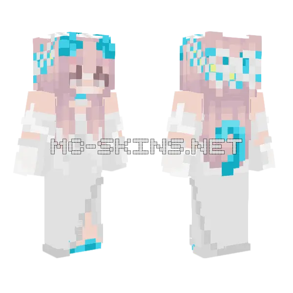 Blue Flower Girl Minecraft skin, front and back