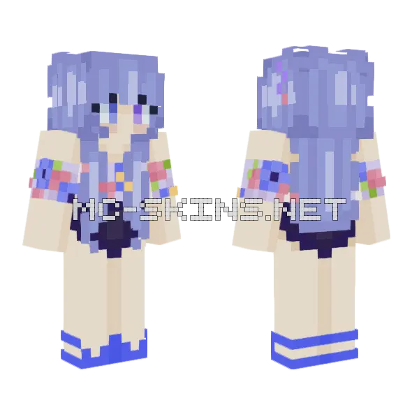 Blue Flower Swimsuit Minecraft skin, front and back