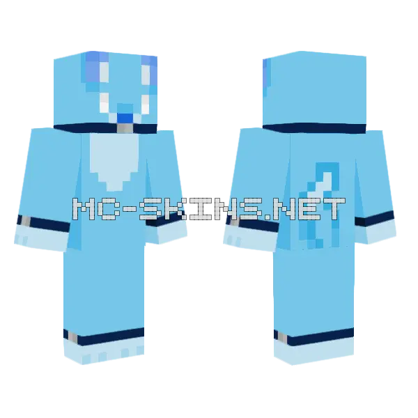 Blue Fox With Bracelet Minecraft skin, front and back