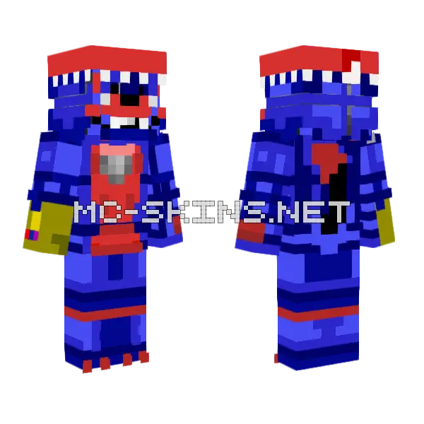 Blue Foxy Infinity Gauntlet Minecraft skin, front and back
