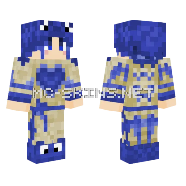 Blue Frog Boy Minecraft skin, front and back