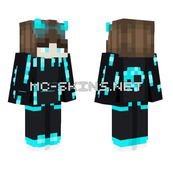 Blue Frost Gamer Boy Minecraft skin, front and back