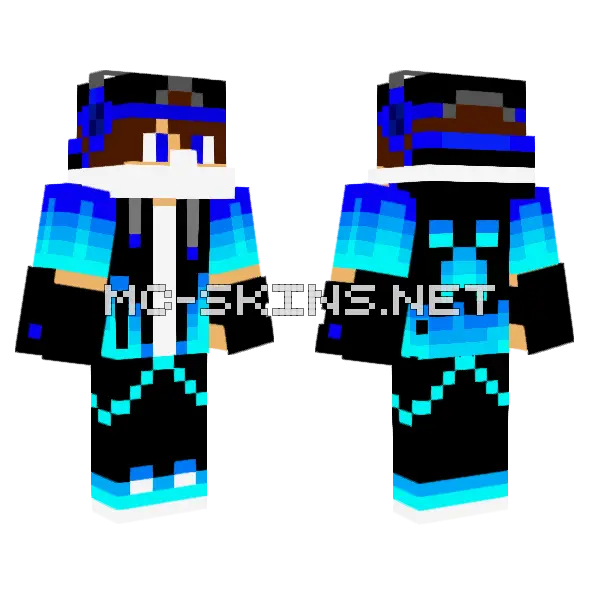 Blue Gamer Skin Minecraft skin, front and back