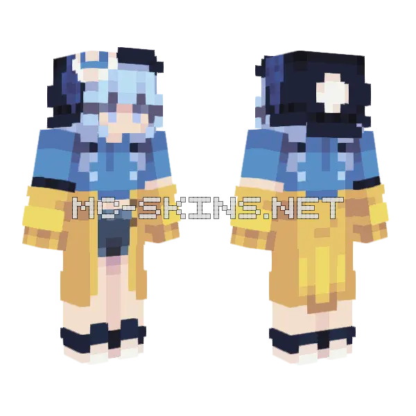 Blue Girl Minecraft skin, front and back