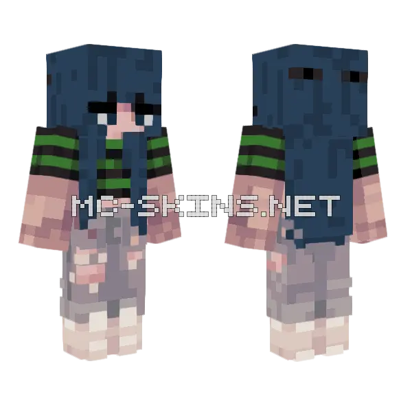 Blue Girl Minecraft skin, front and back