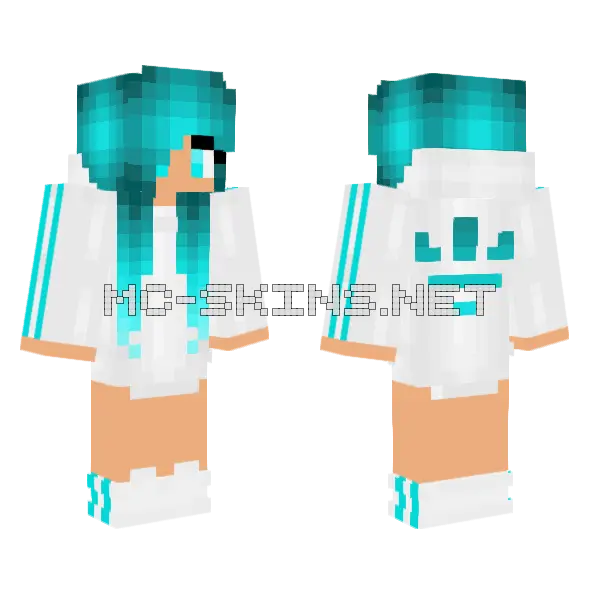 Blue Girl Minecraft skin, front and back