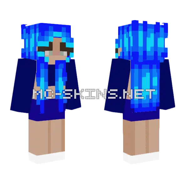 Blue Girl Minecraft skin, front and back