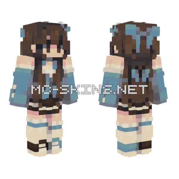 Blue Girl Minecraft skin, front and back