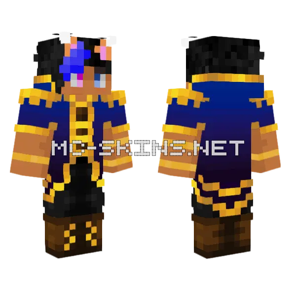Blue Gold Mage Minecraft skin, front and back