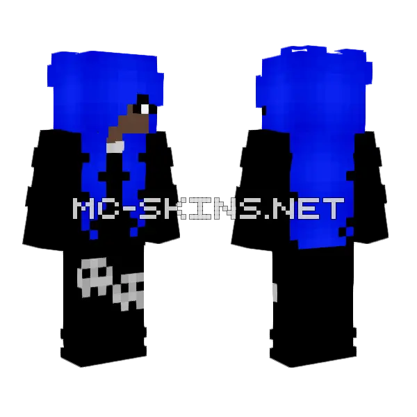 Blue Goth Girl Minecraft skin, front and back