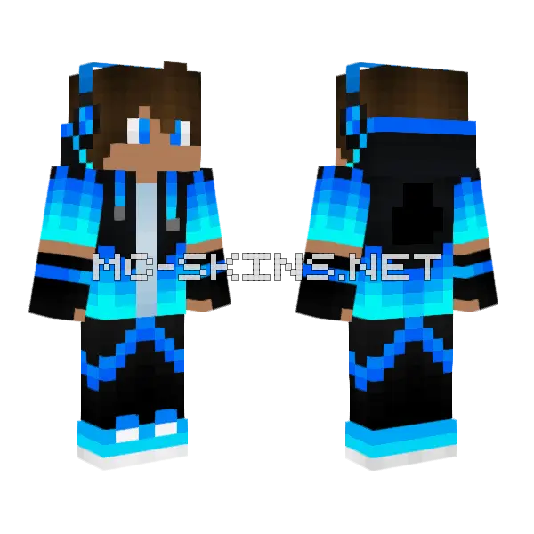 Blue Gradient Hoodie Minecraft skin, front and back