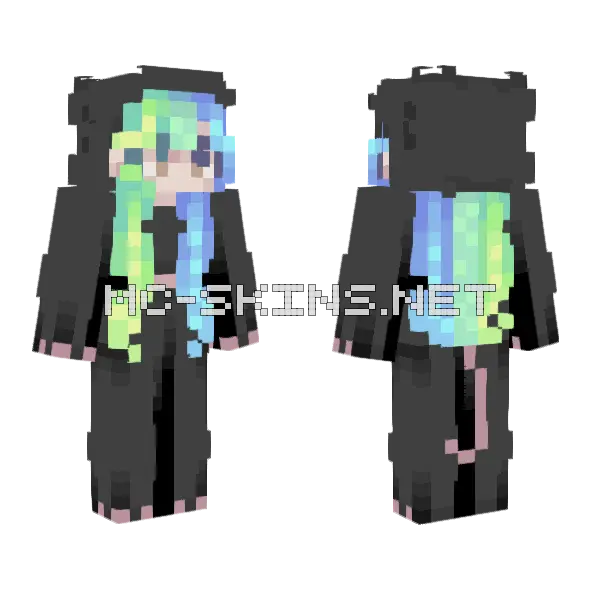 Blue Green Hair Girl Minecraft skin, front and back