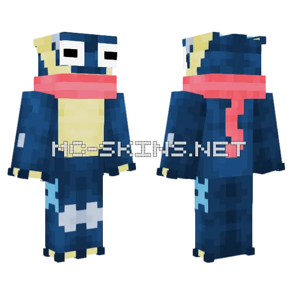 Blue Greninja Minecraft skin, front and back