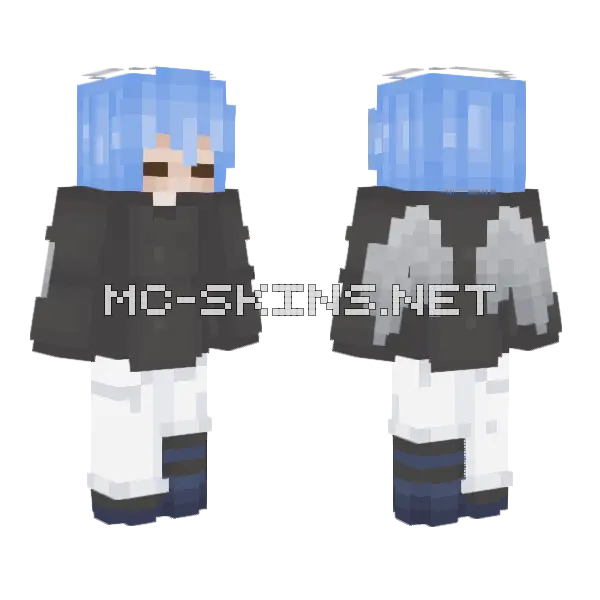 Blue Hair Angel Minecraft skin, front and back