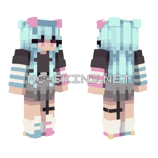 Blue Hair Girl Minecraft skin, front and back