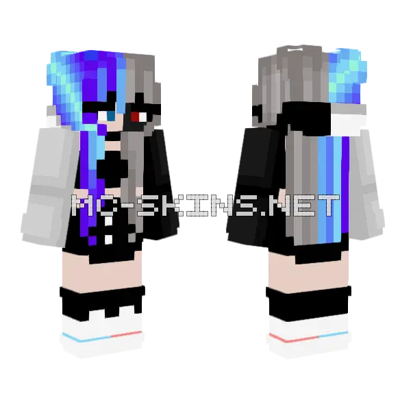 Blue Hair Girl Minecraft skin, front and back