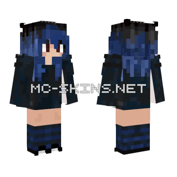 Blue Hair Girl Minecraft skin, front and back