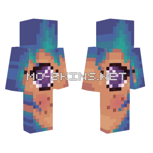 Blue Hair Girl Minecraft skin, front and back