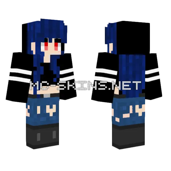 Blue Hair Girl Minecraft skin, front and back