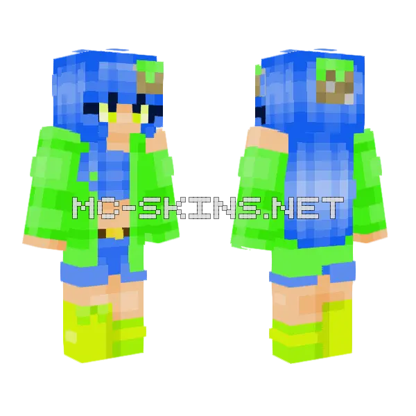 Blue Hair Girl Minecraft skin, front and back