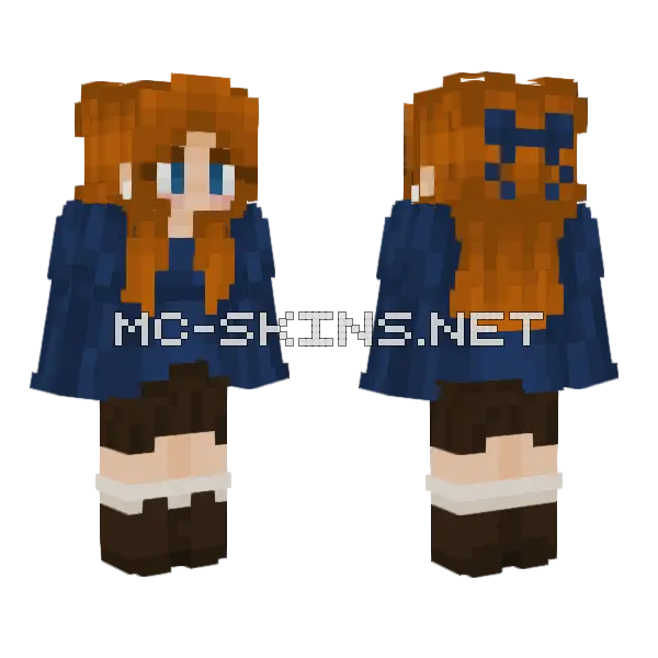 Blue Hair Girl Minecraft skin, front and back