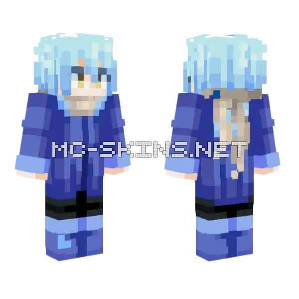 Blue Hair Girl Minecraft skin, front and back