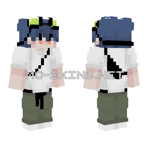Blue Hair Girl Minecraft skin, front and back