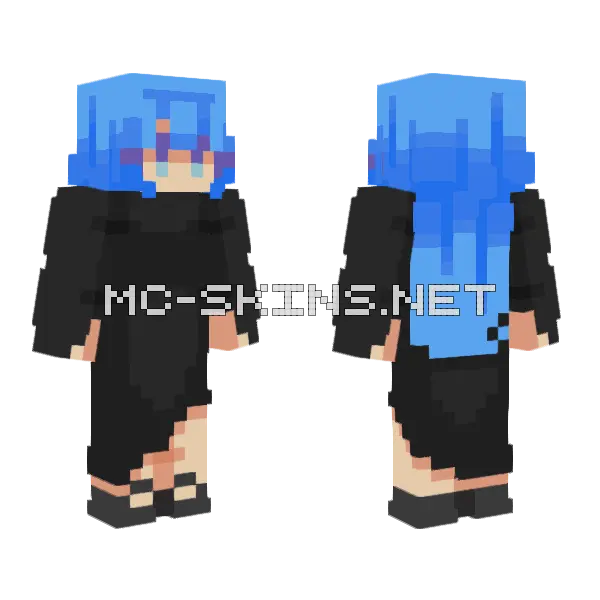 Blue Hair Girl Minecraft skin, front and back
